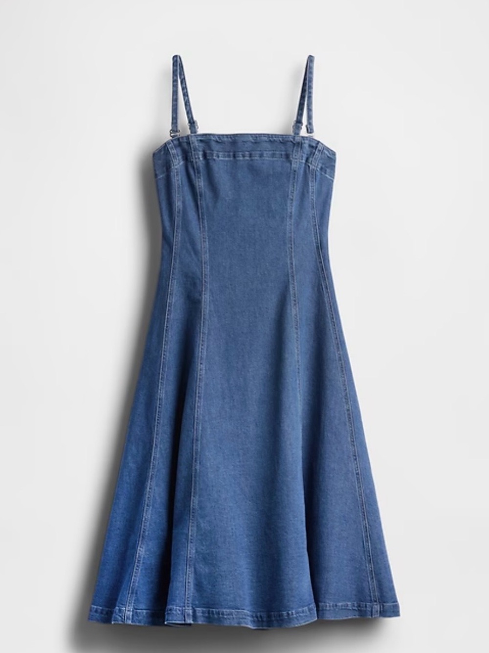 Gap Denim A-Line Midi Strapless Dress with Spaghetti Straps - MTall NWT